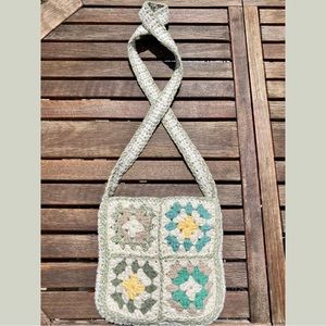 Handmade Crochet Granny Square Crossbody Bag - lined